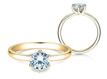 Solitärring Melody in 18K Gelbgold mit Labordiamant 2,00ct E/VS