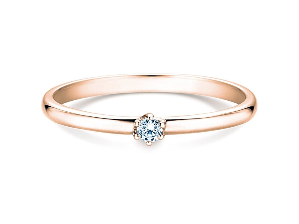 Solitärring Melody in 9K Roségold mit Diamant 0,05ct G/SI