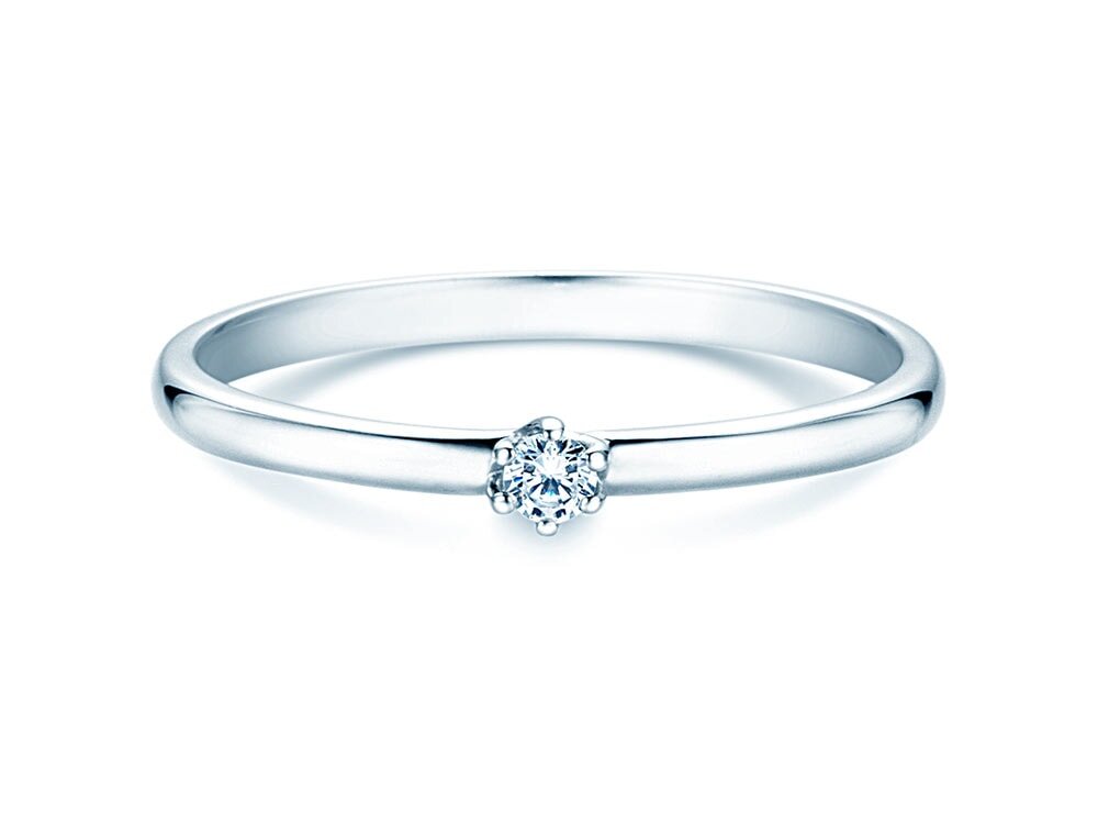 Solitärring Melody in Silber 925/- mit Diamant 0,07ct G/SI