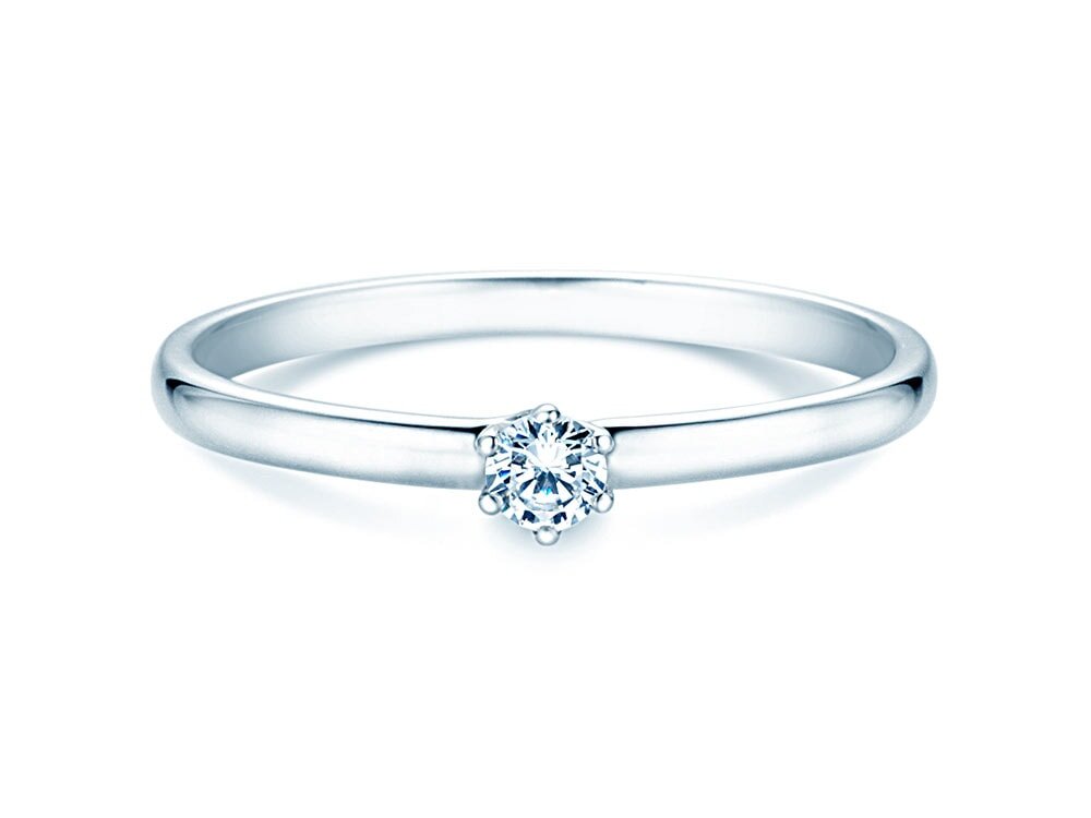 Solitärring Melody in Silber 925/- mit Diamant 0,10ct G/SI