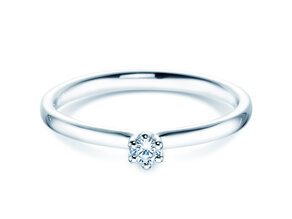 Solitärring Classic 6 in 14K Weißgold mit Diamant 0,05ct G/SI
