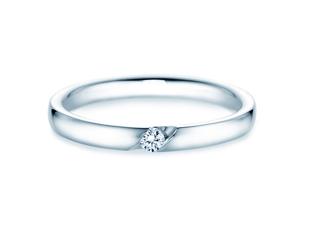 Spannring Italic in 18K Weißgold mit Diamant 0,05ct G/SI