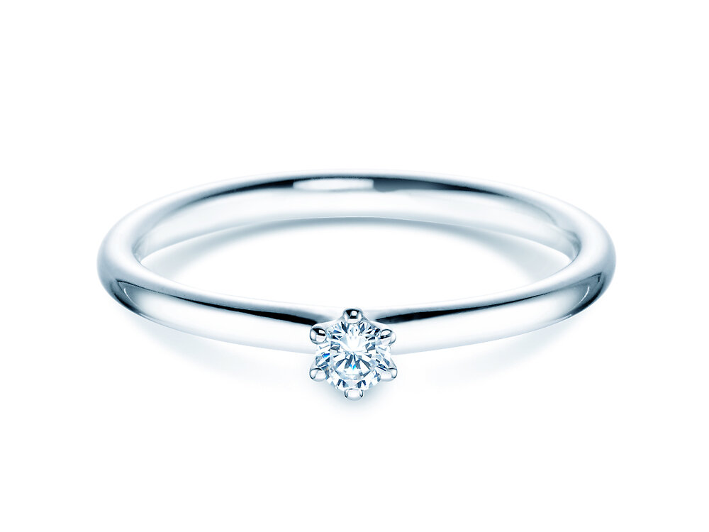 Solitärring Classic 6 in 18K Weißgold mit Diamant 0,07ct G/SI