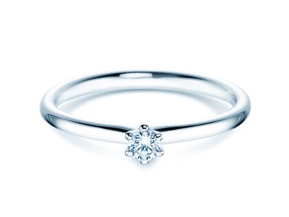 Solitärring Classic 6 in Silber 925/- mit Diamant 0,10ct G/SI