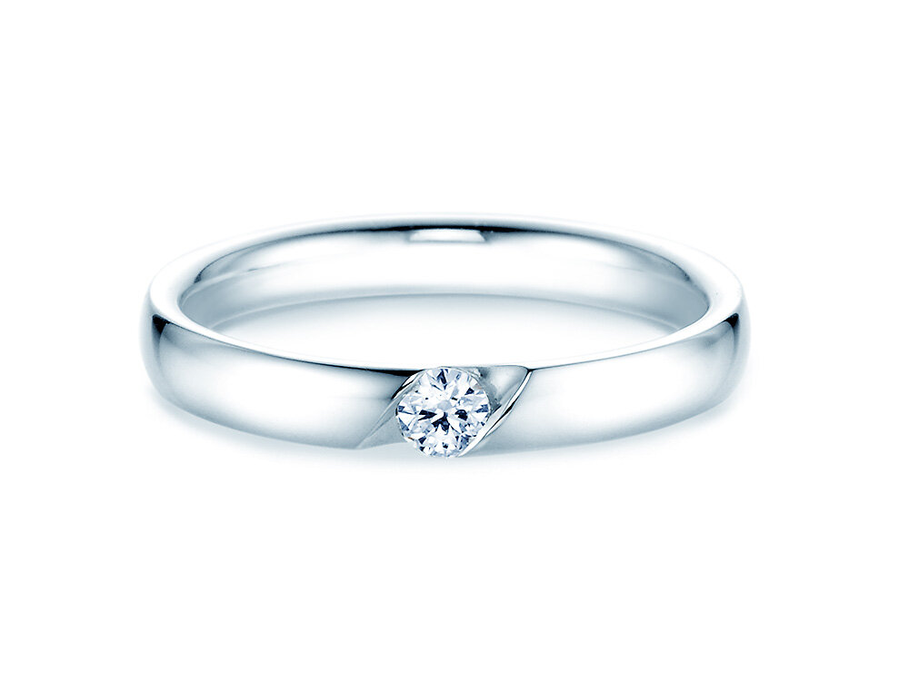 Spannring Italic in 9K Weißgold mit Diamant 0,10ct G/SI