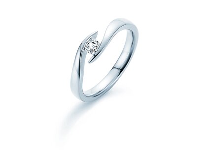 Spannring Twist in 14K Weißgold mit Diamant 0,15ct G/SI