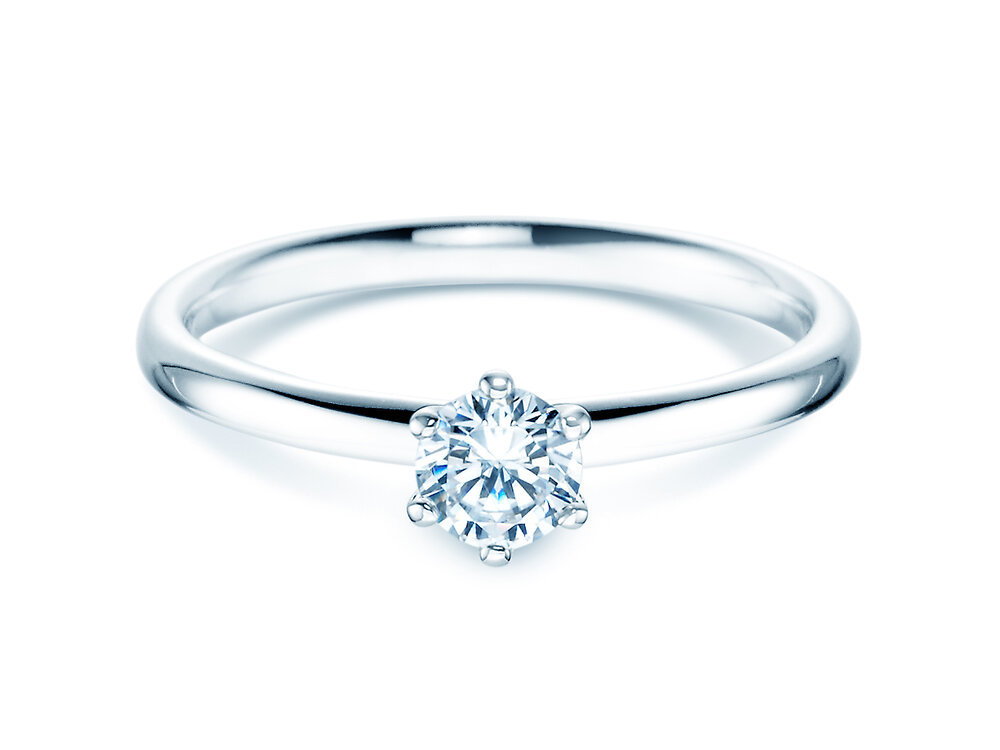 Solitärring Classic 6 in Platin 950/- mit Diamant 0,30ct G/SI