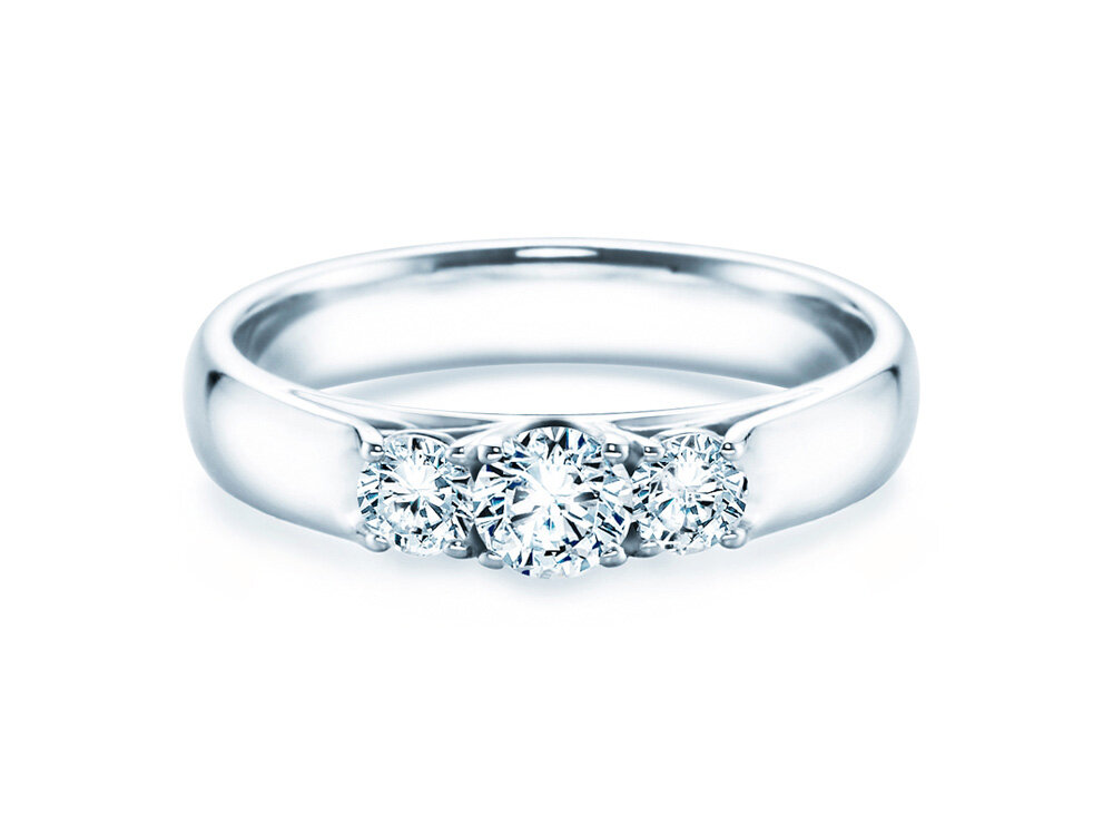 Ring 3 Stones in 18K Weißgold mit Labordiamanten 0,40ct E/VS