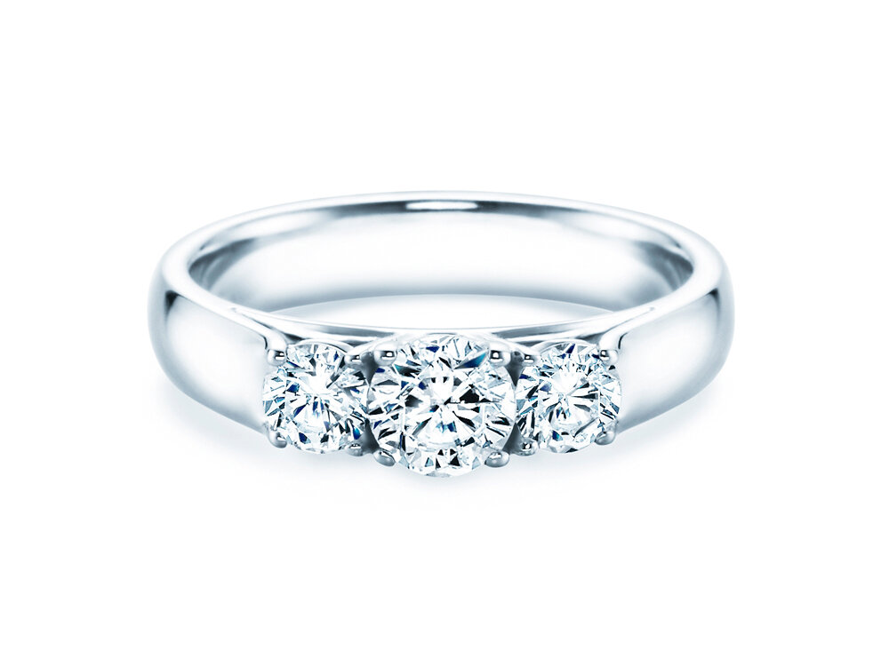 Ring 3 Stones in 18K Weißgold mit Labordiamanten 1,00ct E/VS