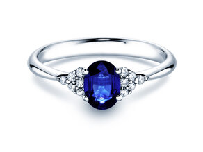 Farbsteinring Vivid in 9K Weißgold mit Saphir 1,00ct und Diamanten 0,12ct