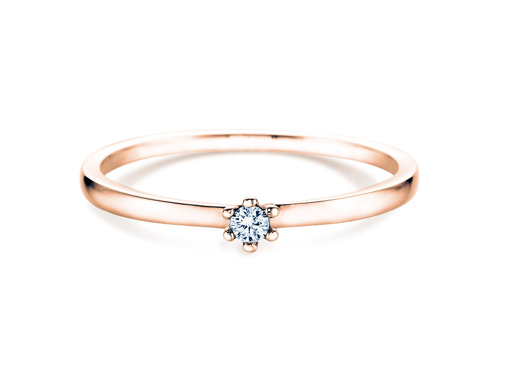 Solitärring Classic Petite in 14K Roségold mit Diamant 0,05ct G/SI