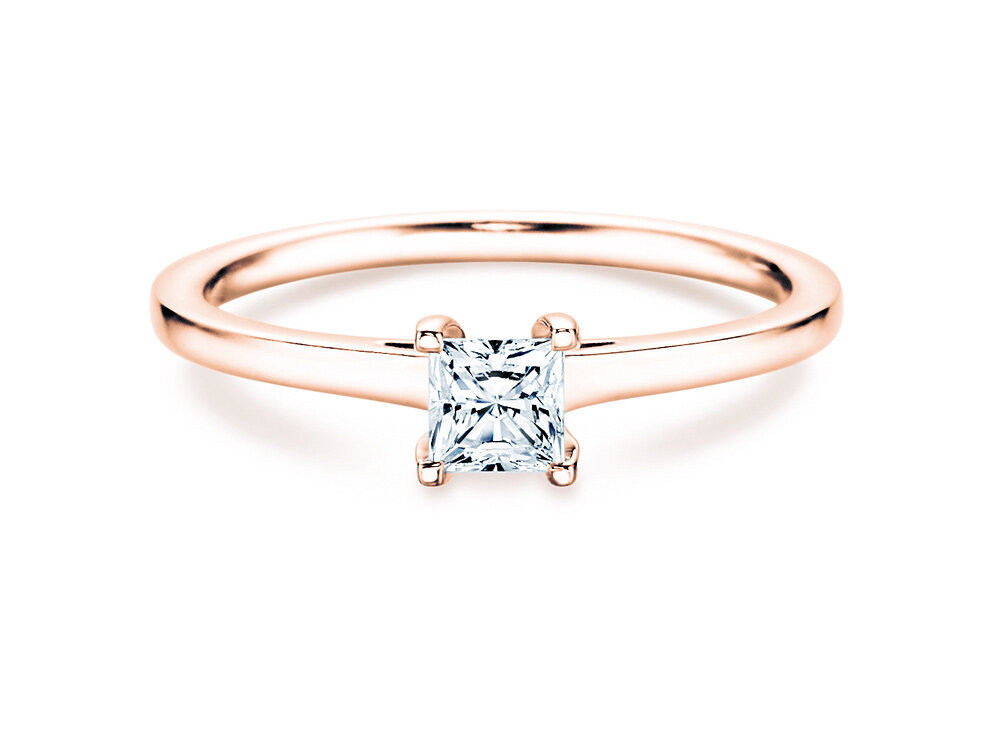 Ring Princess in 9K Roségold mit Labordiamant 0,15ct E/VS