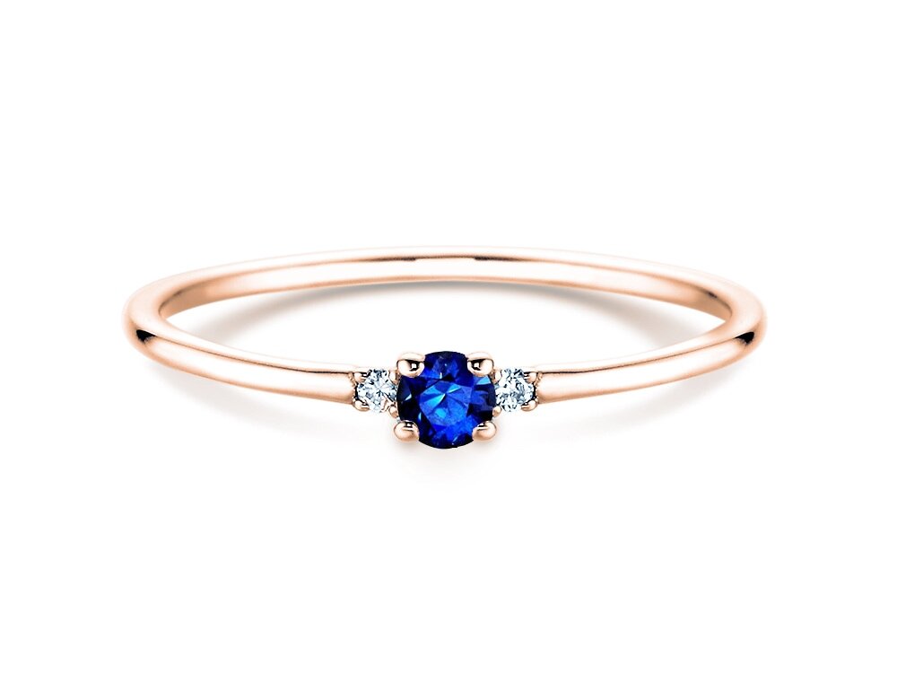 Farbsteinring Vivid Petite in 9K Roségold mit Saphir 0,08ct und Diamanten 0,02ct