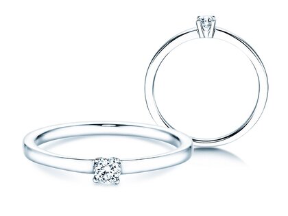 Solitärring Modern Petite in Weißgold