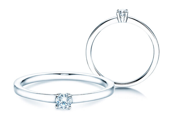 Solitärring Modern Petite in Weißgold