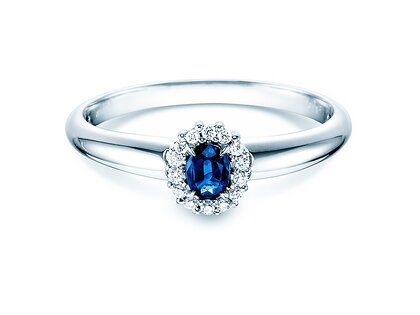 Farbsteinring Jolie in 14K Weißgold mit Saphir 0,25ct und Diamanten 0,06ct