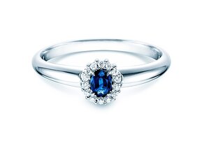 Farbsteinring Jolie in 14K Weißgold mit Saphir 0,25ct und Diamanten 0,06ct