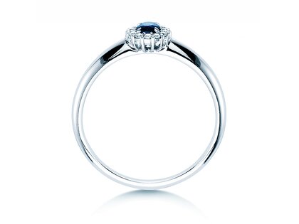 Farbsteinring Jolie in 14K Weißgold mit Saphir 0,25ct und Diamanten 0,06ct