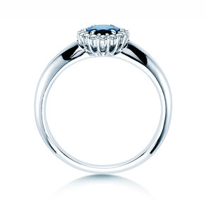 Farbsteinring Windsor in 9K Weißgold mit Saphir 0,60ct und Diamanten 0,12ct