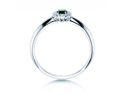 Farbsteinring Jolie in 14K Weißgold mit Smaragd 0,25ct und Diamanten 0,06ct