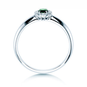 Farbsteinring Jolie in 14K Weißgold mit Smaragd 0,25ct und Diamanten 0,06ct