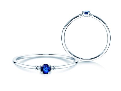 Farbsteinring Vivid Petite in 9K Weißgold mit Saphir 0,08ct und Diamanten 0,02ct