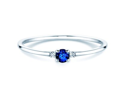 Farbsteinring Vivid Petite in 9K Weißgold mit Saphir 0,08ct und Diamanten 0,02ct