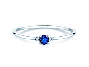 Farbsteinring Vivid Petite in 9K Weißgold mit Saphir 0,08ct und Diamanten 0,02ct
