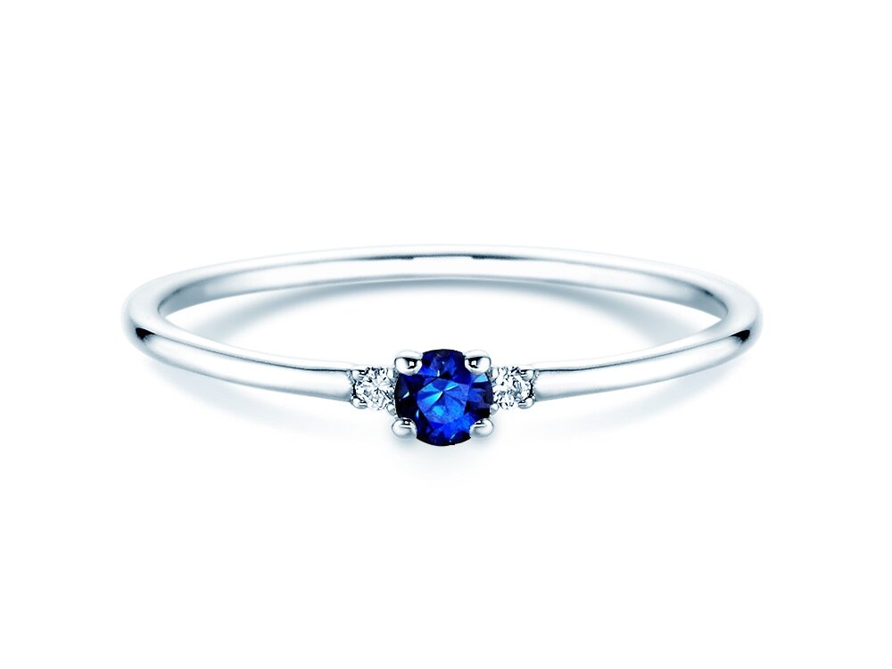 Farbsteinring Vivid Petite in 18K Weißgold mit Saphir 0,08ct und Diamanten 0,02ct