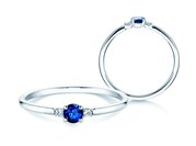 Farbsteinring Vivid Petite in 14K Weißgold mit Saphir 0,16ct und Diamanten 0,04ct