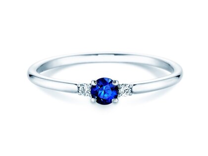 Farbsteinring Vivid Petite in 14K Weißgold mit Saphir 0,16ct und Diamanten 0,04ct