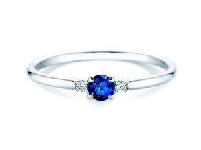 Farbsteinring Vivid Petite in 14K Weißgold mit Saphir 0,16ct und Diamanten 0,04ct