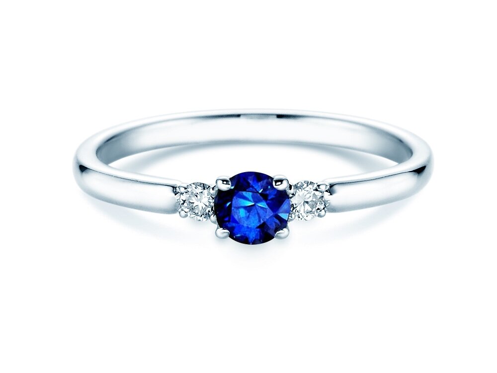 Farbsteinring Vivid Petite in Platin 950/- mit Saphir 0,23ct und Diamanten 0,07ct
