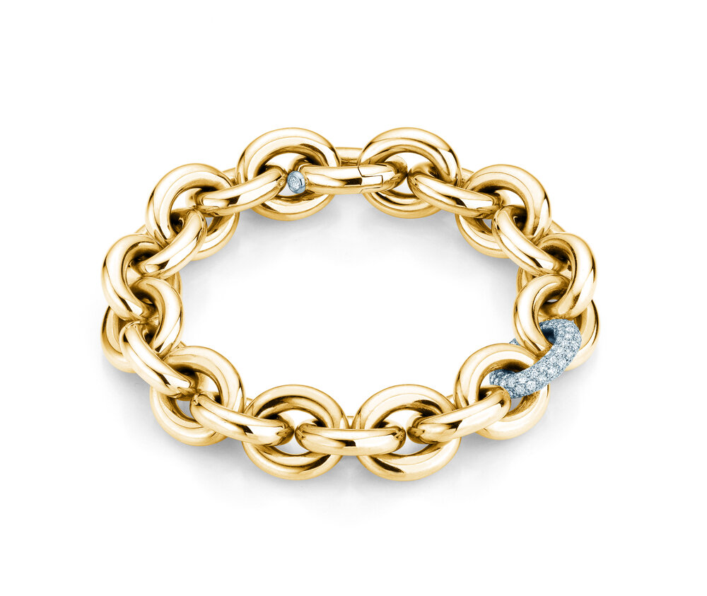 Armband Diamond Chain in 14K Gelbgold mit 162 Diamanten 1,80 G/VS, 21cm