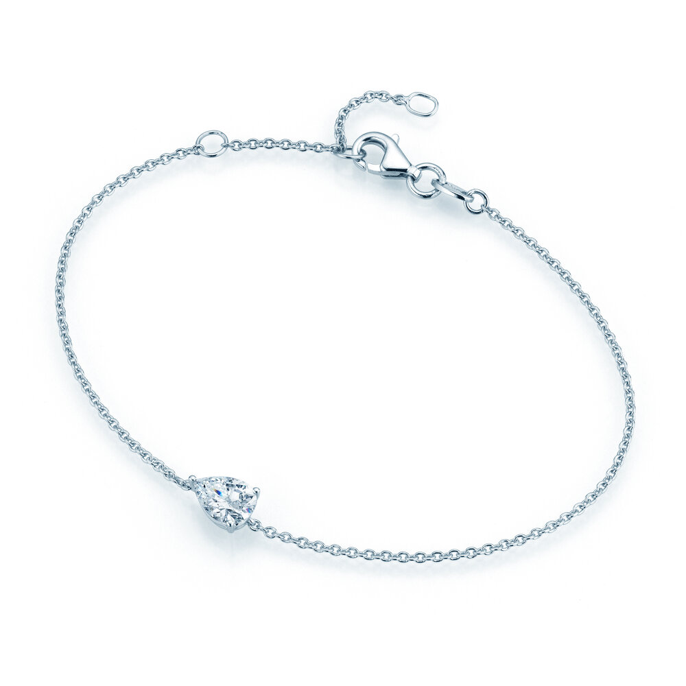 Armband Diamond Drop in 9K Weißgold mit 1 Diamant 0,75ct G/SI, 18cm