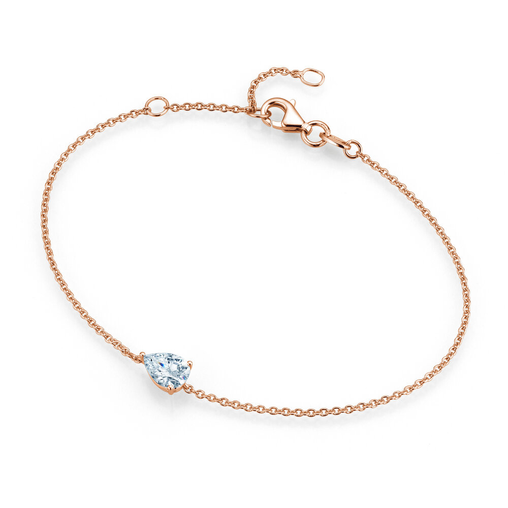 Armband Diamond Drop in 18K Roségold mit 1 Diamant 0,25ct G/SI, 18cm