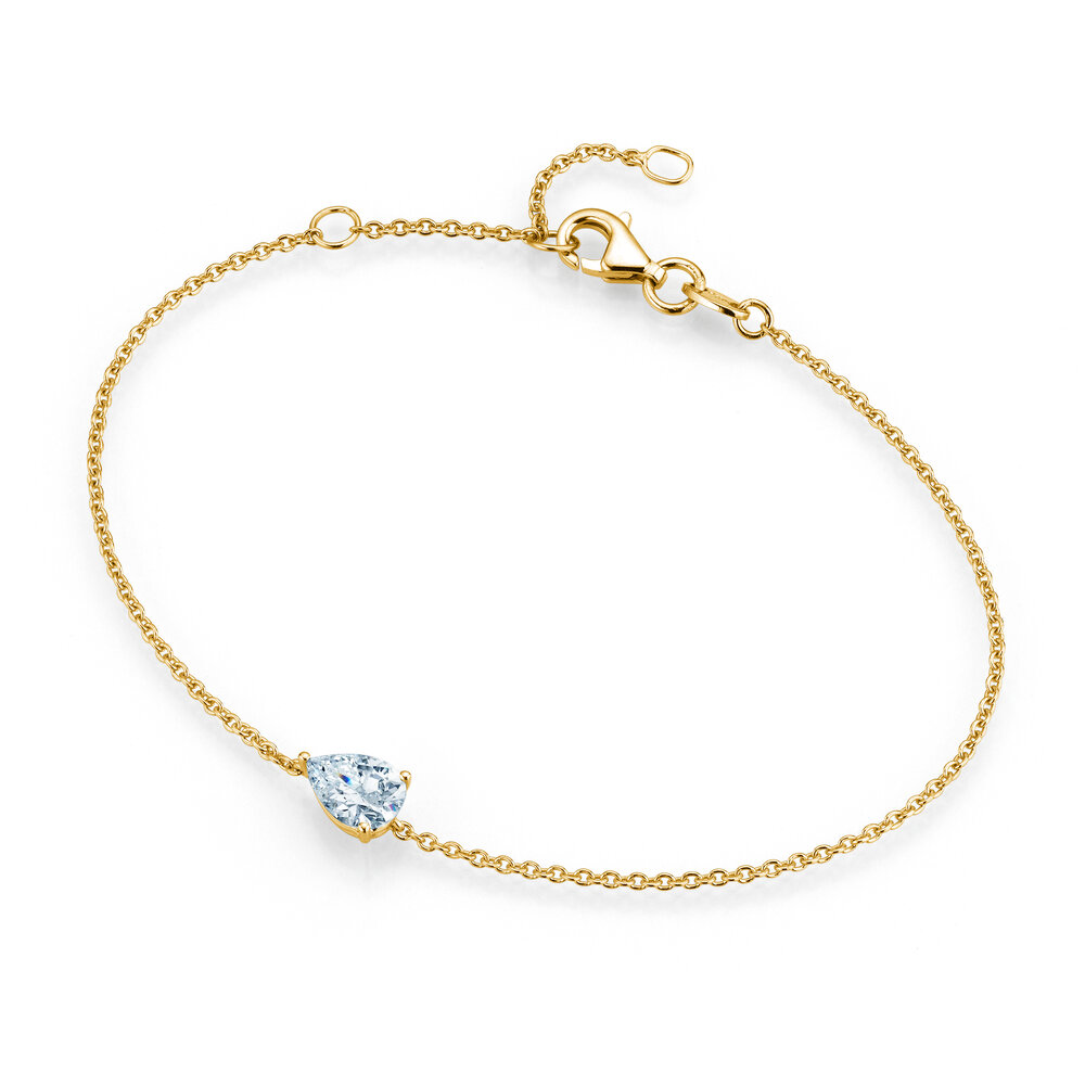 Armband Diamond Drop in 9K Gelbgold mit 1 Diamant 0,75ct G/SI, 18cm