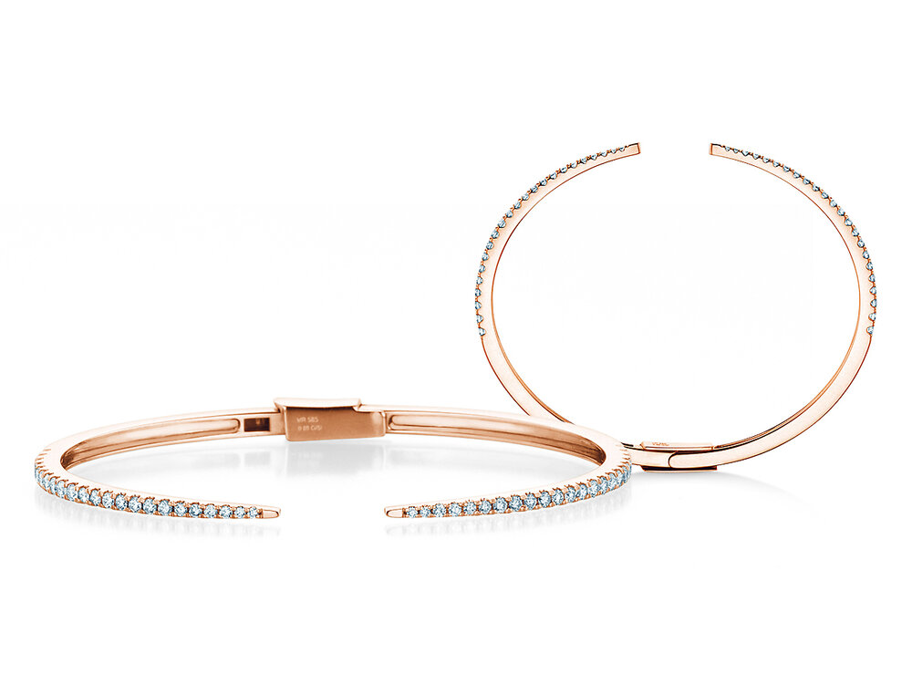Armspange Peak in 9K Roségold mit 46 Diamanten 0,89ct G/SI, 16cm
