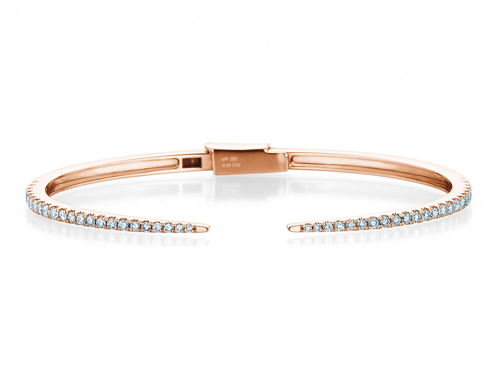 Armspange Peak in 14K Roségold mit 46 Diamanten 0,89ct G/SI, 15cm