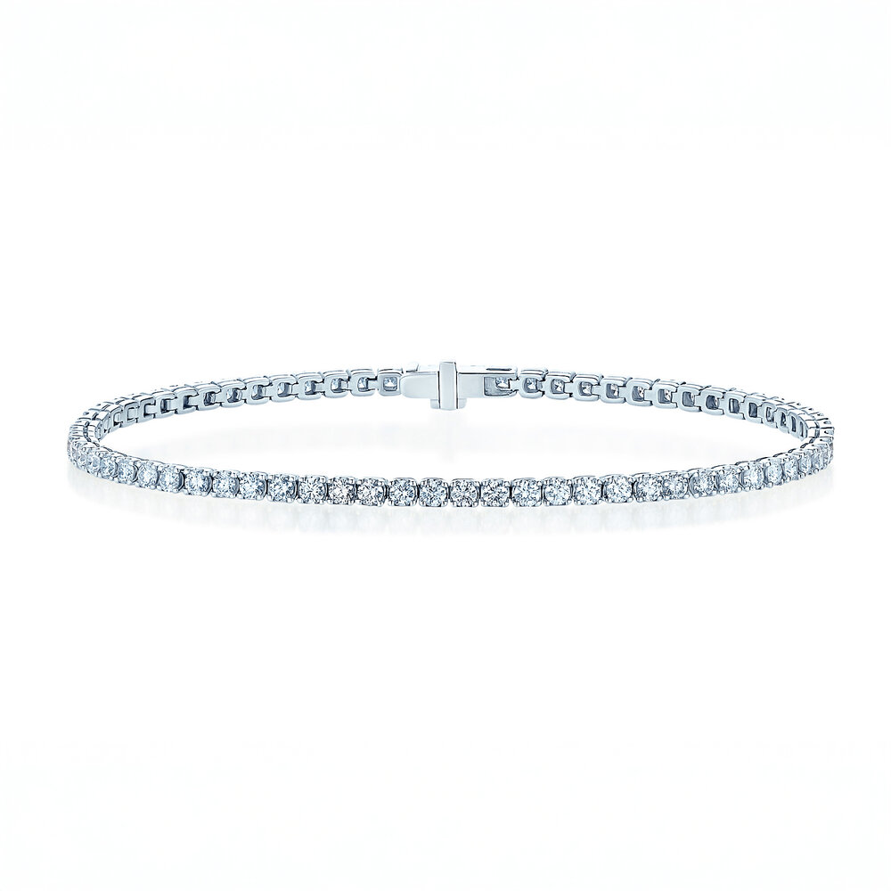 Tennisarmband Clean in 18K Weißgold mit Diamant 2.51ct G/SI, 18,5cm