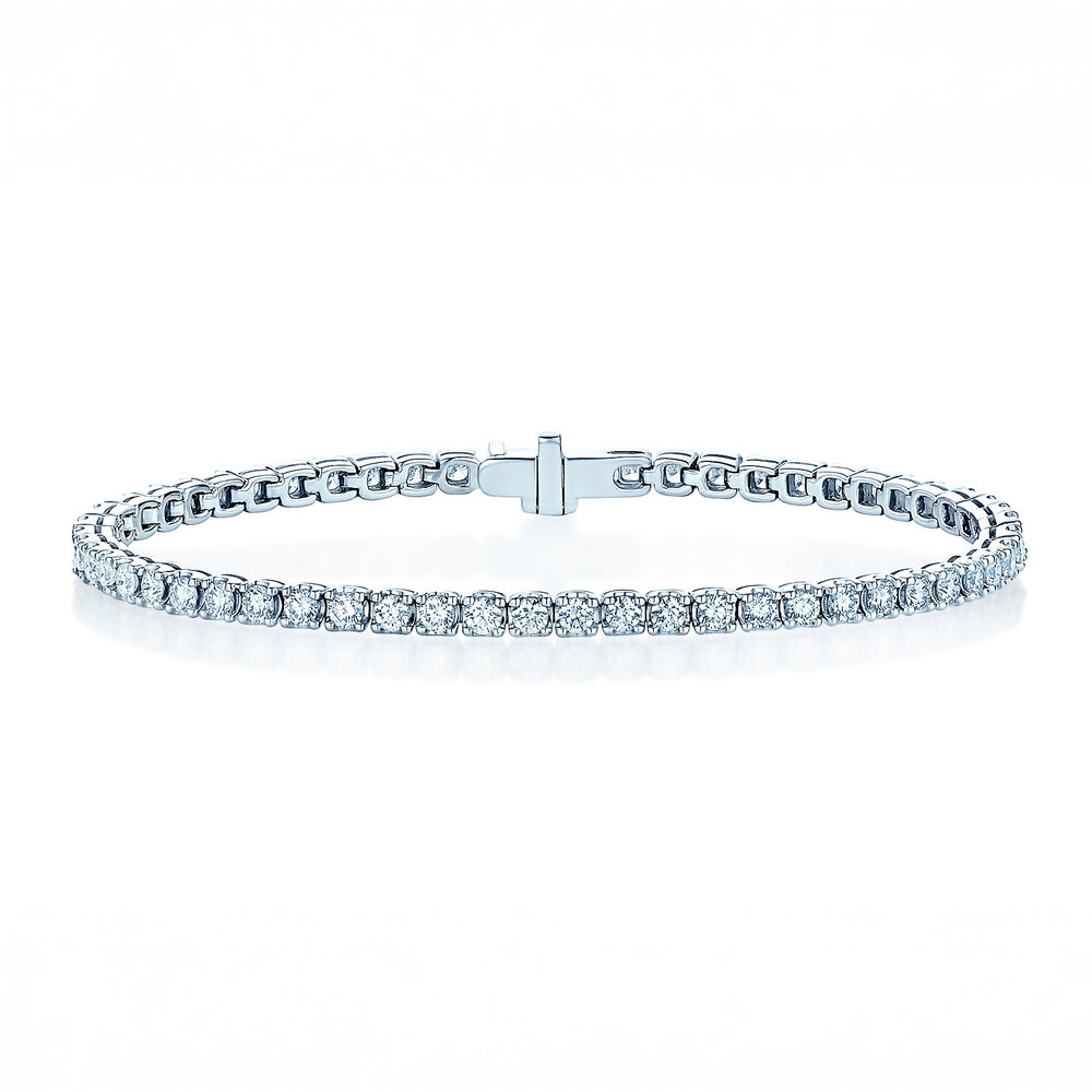 Tennisarmband Clean in 18K Weißgold mit Diamant 2.90ct G/SI, 18cm