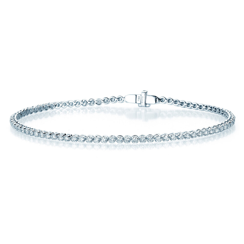 Tennisarmband in 18K Weißgold mit Diamanten 1,3ct G/SI, 16,5cm