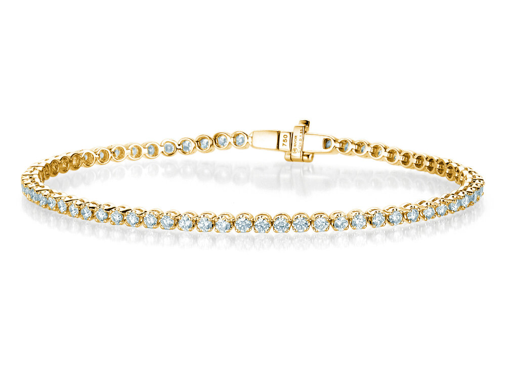 Tennisarmband in 18K Gelbgold mit Diamanten 2,4ct G/SI, 17cm