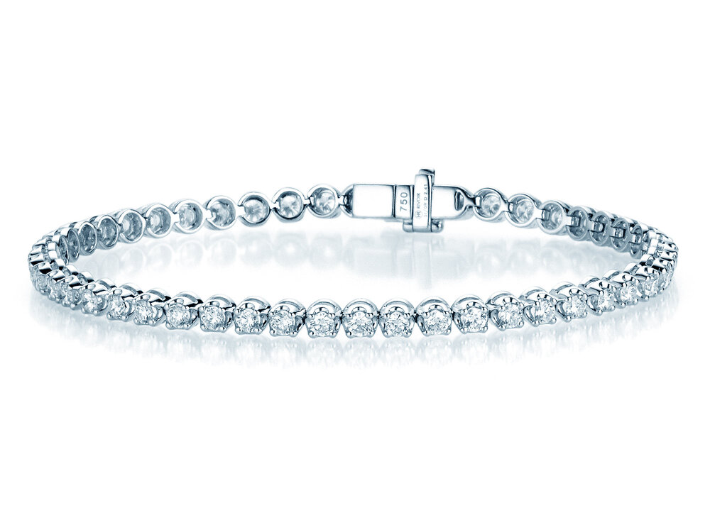 Tennisarmband in 18K Weißgold mit Diamanten 4,3ct G/SI, 18cm