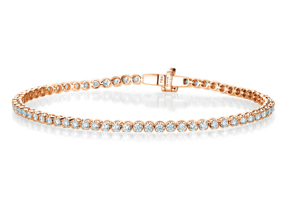 Tennisarmband in 18K Roségold mit Diamanten 2,45ct G/SI, 17,5cm