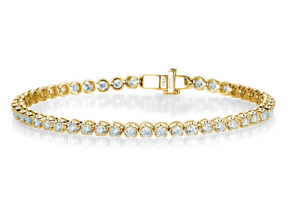 Tennisarmband in 18K Gelbgold mit Diamanten 5ct G/SI, 18cm