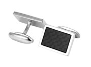 Handgefertigte Manschettenknöpfe Carbon-Inlay in Silber (925/ ), 20,4 x 14,9mm