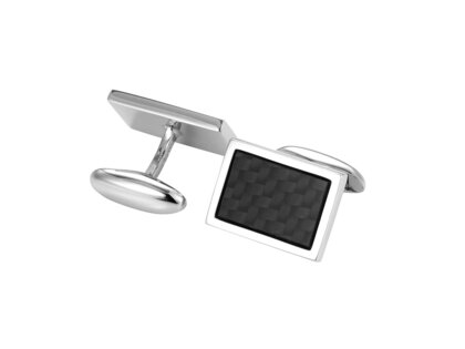 Handgefertigte Manschettenknöpfe Carbon-Inlay in Silber (925/ ), 20,4 x 14,9mm