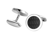 Handgefertigte Manschettenknöpfe Carbon-Inlay in Silber (925/ ), 17,2mm