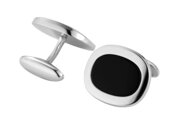 Handgefertigte Manschettenknöpfe Onyx Classy in Silber (925/ ), 22 x 18,8mm